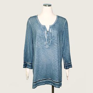 Style&co. Mock Denim Drawstring Shirt